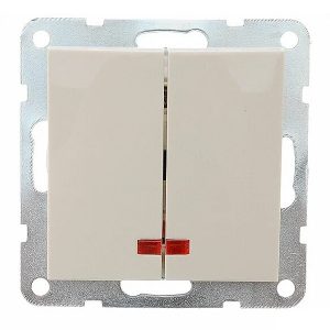 Выключатель 2-клавишный Экопласт, с индикаторами (схема 5L) 16 A, 250 B LK60, бежевый