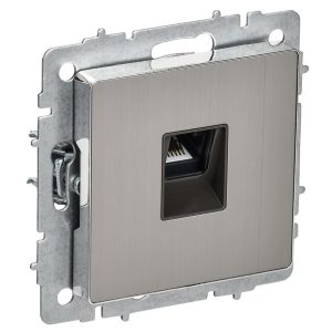 Розетка компьютерная ИЭК BRITE RJ45 кат.6 металл хром/никель (РК11-БрГН)