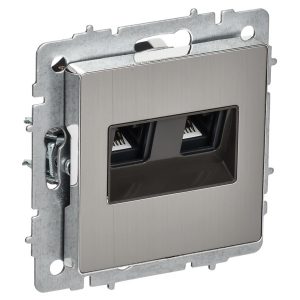 Розетка компьютерная двойная ИЭК BRITE RJ45 кат.6 металл хром/никель (РК11-2-БрГН)