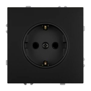 Розетка с заземлением со шторками Stekker Эмили RST16-5110-05 16A, черный уголь