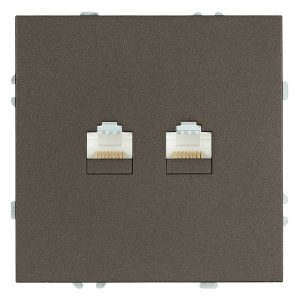 Розетка двойная компьютерная Stekker Эмили RST00-5111-09 RJ45+RJ45 кат.5e, антрацит