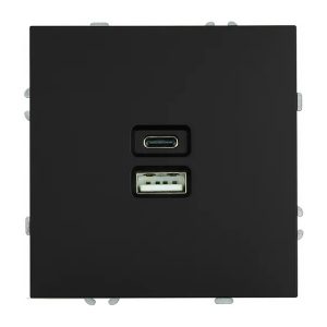 Зарядка на 2 разъема Stekker Эмили RST10-5115-05 20Вт USB тип A и C, черный уголь
