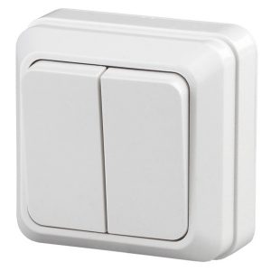 Накладной выключатель двухклавишный Intro Quadro 10А-250В IP20 белый 2-104-01