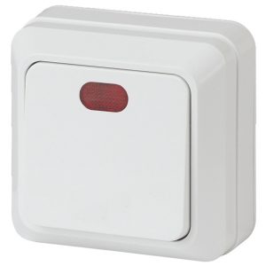 Накладной выключатель 1-кл с подсветкой Intro Quadro 10А-250В IP20 белый 2-102-01