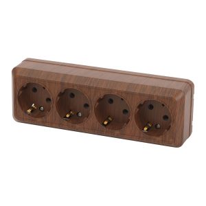 Накладная розетка Intro Quadro 4х2P+E 16А-250В IP20 венге 2-208-10