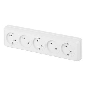 Накладная розетка Intro Quadro 5х2P 16А-250В IP20 белый 2-209-01