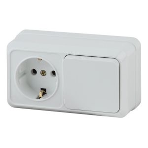 Накладной блок Intro Quadro (2P+E+1-й выключатель) горизонтальный IP20 белый 2-701-01