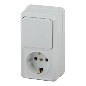 Накладной блок Intro Quadro (2P+E+1-й выключатель) вертикальный IP20 белый 2-705-01