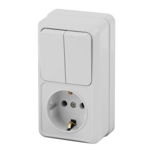 Накладной блок Intro Quadro (2P+E+2-й выключатель) вертикальный IP20 белый 2-706-01