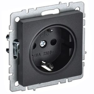 Розетка ИЭК BRITE 2P+E Schuko 16А безвинтовое крепление черный (РС21-1-0-БрЧ)