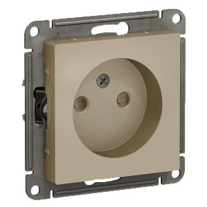 Розетка без заземления со шторками SE AtlasDesign 16А быстрозажимные клеммы, шампань