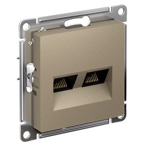Розетка двойная компьютерная SE AtlasDesign RJ45+RJ45 кат 6A, шампань [уп 5 шт]