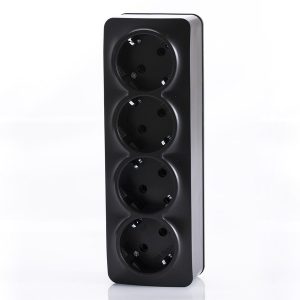 Накладная розетка Tokov Electric Frea 4-местная с заземлением 16А IP20 карбон