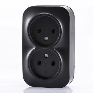 Накладная розетка Tokov Electric Frea 2-местная без заземления 16А IP20 карбон