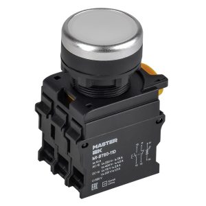 Кнопка ИЭК Master d22мм 1НО+1НЗ с подсветкой белая
