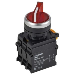 Переключатель на 2 положения ИЭК Master d22мм 1НО+1НЗ с подсветкой красный