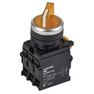 Переключатель на 2 положения ИЭК Master d22мм 1НО+1НЗ с подсветкой желтый