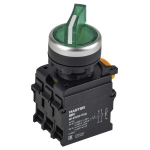Переключатель на 2 положения ИЭК Master d22мм 1НО+1НЗ с подсветкой зеленый