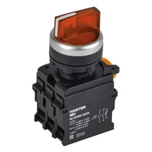 Переключатель на 3 положения ИЭК Master d22мм 2НО с подсветкой красный