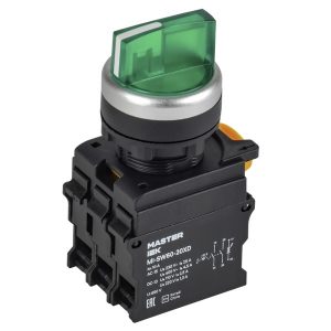 Переключатель на 3 положения ИЭК Master d22мм 2NO с подсветкой зеленый