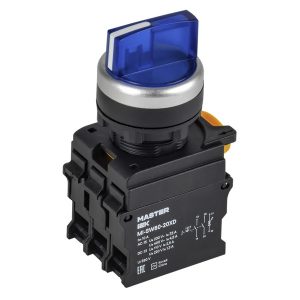 Переключатель на 3 положения ИЭК Master d22мм 2НО с подсветкой синий