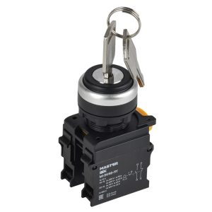 Переключатель на 2 положения с ключом ИЭК Master d22мм 1НО+1НЗ черный