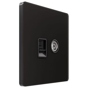 Розетка двойная TV+RJ45 SE Infinity TV/FM+категория 5Е, полярная ночь