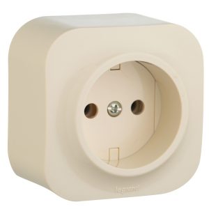 Накладная розетка Legrand Quteo без заземления слоновая кость (бежевый)
