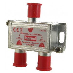 Сплиттер Legrand 2 выхода затухание 4,5дБ 0-2400МГц под F-разъем