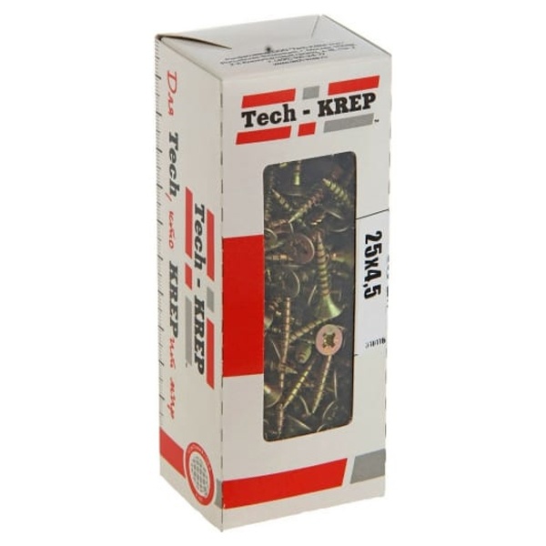 Саморез универсальный 4,5х25 желтый цинк потайная головка [коробка 200шт] Tech-KREP