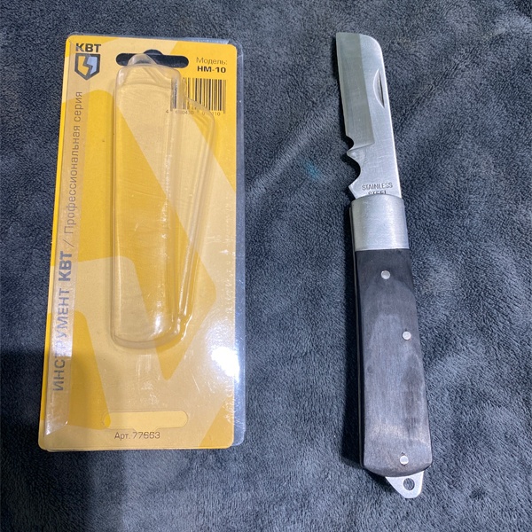Нож монтерский НМ-10 большой складной с прямым лезвием и зоной для зачистки кабеля