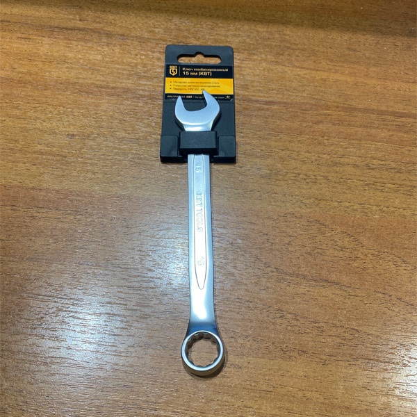 Ключ рожковый, накидной КВТ для монтажа резьбовых соединений, размером 15 мм