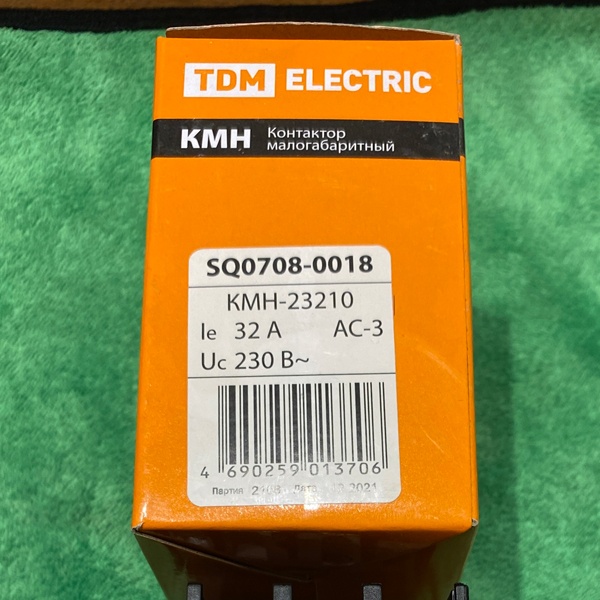 Контактор малогабаритный промышленного назначения КМН-23210 ТДМ, номинальный ток 32 ампера, 1 размыкающий контакт