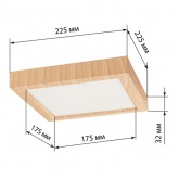 Светильник накладной светодиодный квадрат Даунлайт СПО (сосна) 18 Вт 225х225х32мм 3000К TDM