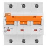 Автоматический выключатель ВА47-125 3Р 125А 15кА характеристика С TDM (автомат электрический)