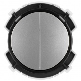 Кнопочный выключатель двухклавишный TDM Байкал 16А 250В платина