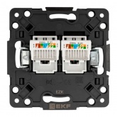 Механизм двойной компьютерной розетки EKF RJ45 кат.5 Стокгольм черный
