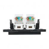 Механизм двойной компьютерной розетки EKF RJ45 кат.5 Стокгольм черный