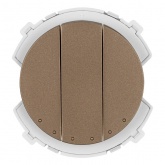 Переключатель трехклавишный TDM Байкал 16А 250В проходной бронза