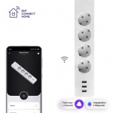 Умный удлинитель Connect Wi-Fi 16А c USB голосовые помощники Алиса и Маруся EKF