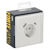 Розетка с зарядкой ИЭК FORTE&PIANO FP247 2Р+Е 16А шторки USB A+C 18Вт белый