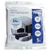 Светодиодная COB лента Feron LS530 480SMD(2110)/м 12Вт/м 24V 5000х10х1.8мм 5000К