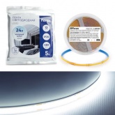 Светодиодная COB лента Feron LS530 480SMD(2110)/м 12Вт/м 24V 5000х10х1.8мм 5000К