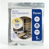 Светодиодная LED лента Feron LS613 120SMD(2835)/м 9.6Вт/м 5м IP65 12V 3000К теплый белый