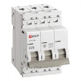 Автоматический выключатель EKF PROxima ВА 47-63N 25А 3P C 4,5кА (автомат электрический)