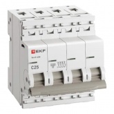 Автоматический выключатель EKF PROxima ВА 47-63N 25А 4P C 4,5кА (автомат электрический)