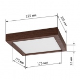 Светильник светодиодный TDM накладной квадрат Даунлайт СПО 18 Вт 4000К (венге) 225х225х32мм