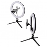 Лампа кольцевая светодиодная 16W 2700-6400К/RGB 30см настольный штатив ПДУ/диммер крепление телефона