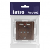 Розетка Intro Accent 2P+E Schuko со шторками 16А-250В + 2хUSB IP20 венге 6-410-10