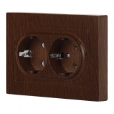 Розетка Intro Accent 2X2P+E Schuko 16А-250В IP20 венге 6-205-10
